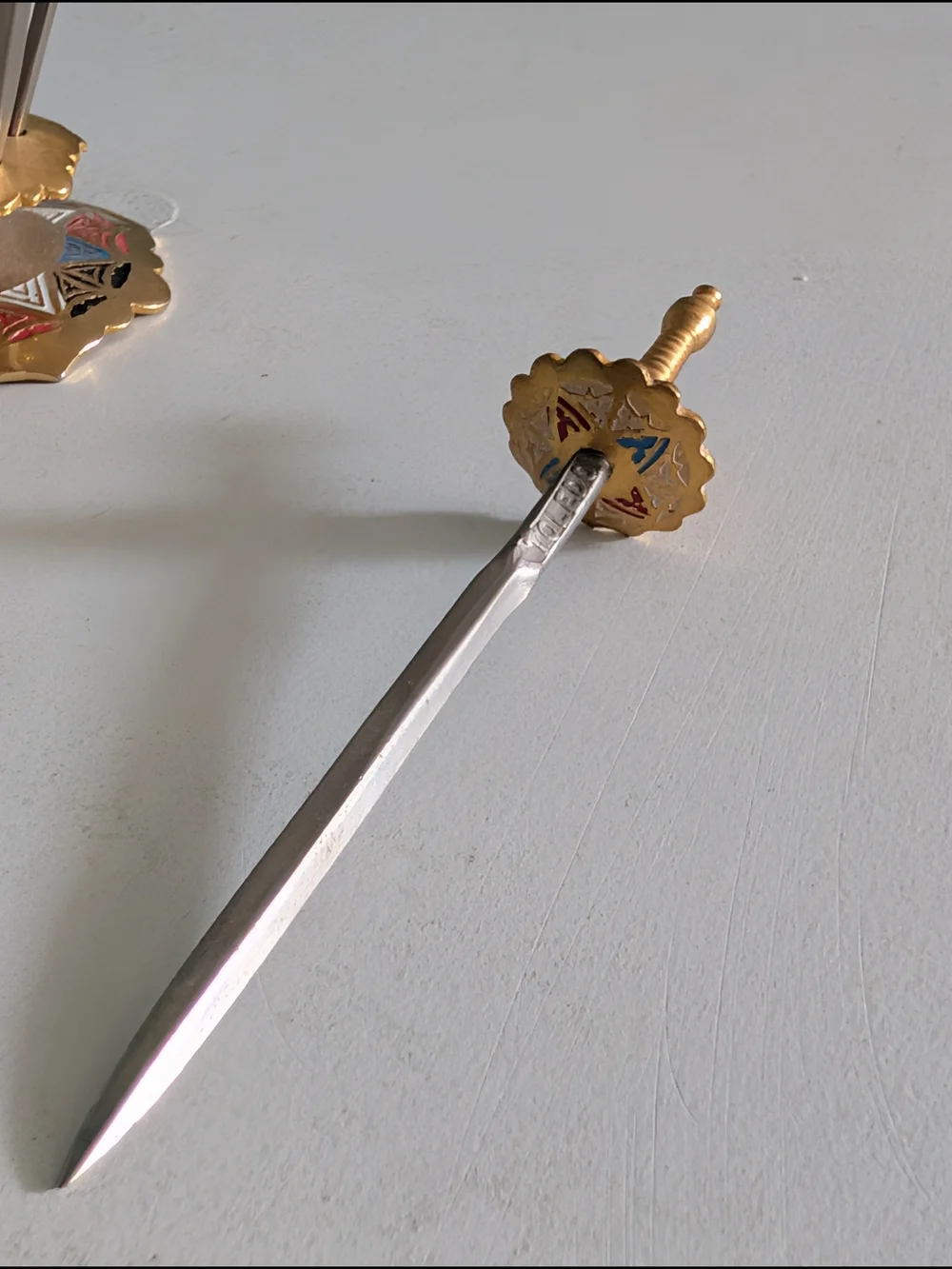 Vintage Toledo Miniature Sword Cocktail Picks Set(6) Brass Mid Century BarWare